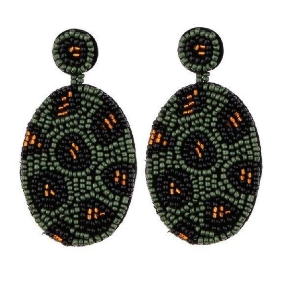 Leopard delicate beaded drop Earrings